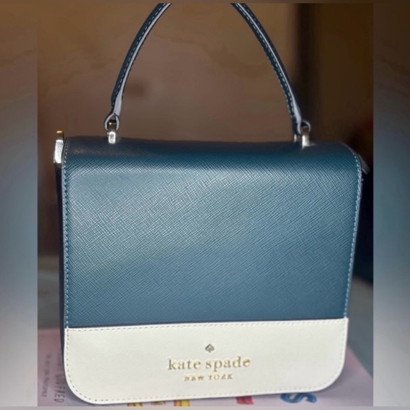 $249 retail Kate Spade Teal and Cream Shoulder Bag - Picture 8 of 9